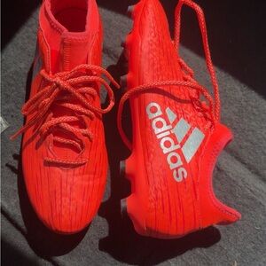 Adidas Bright Red Soccer Shoes with White Accents